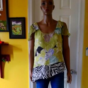Soft Surroundings Floral and Zebra Print Women's Top